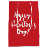 Happy Valentine's Day roten modernen Drehbuchtypog Mittlere Geschenktüte (Rückseite)