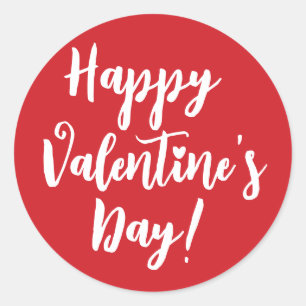 Happy Valentine's Day roten modernen Drehbuchtypog Runder Aufkleber