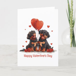 Happy Valentines Day Rottweiler Hunde Feiertagskarte