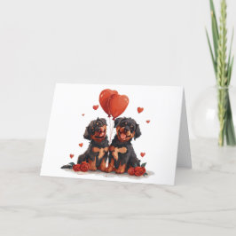Happy Valentines Day Rottweiler Hunde Feiertagskarte