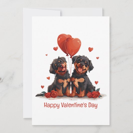 Happy Valentines Day Rottweiler Hunde Feiertagskarte (Vorderseite)