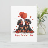 Happy Valentines Day Rottweiler Hunde Feiertagskarte (Stehend Vorderseite)