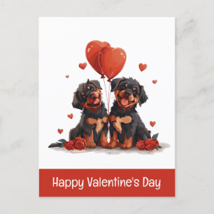 Happy Valentines Day Rottweiler Hunde Feiertagspostkarte