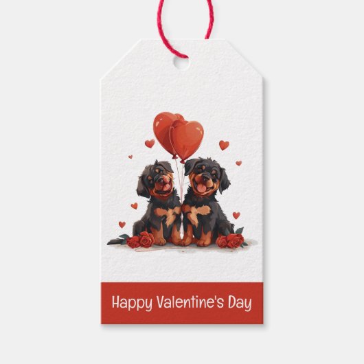 Happy Valentines Day Rottweiler Hunde Geschenkanhänger (Vorderseite)