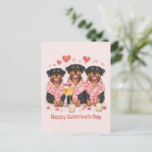 Happy Valentines Day Rottweiler Hunde Postkarte (Stehend Vorderseite)