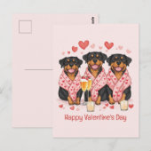 Happy Valentines Day Rottweiler Hunde Postkarte (Vorne/Hinten)