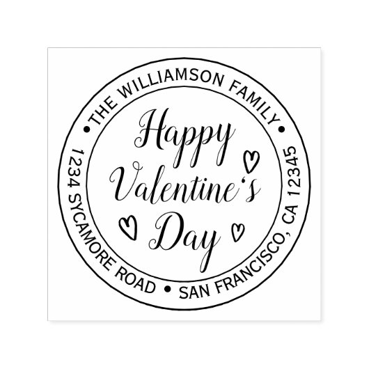 Happy Valentine's Day Round Rücksendeadresse Permastempel (Design)