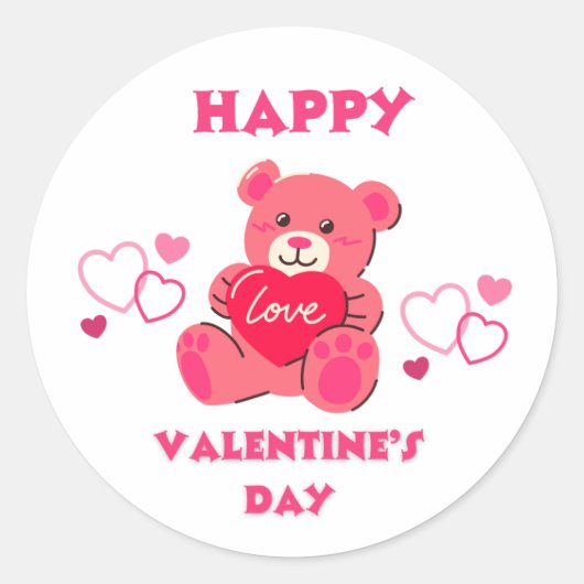 Happy Valentine's Day Round Sticker (Vorderseite)