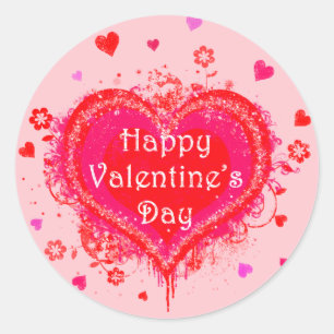 Happy Valentine's Day Runder Aufkleber