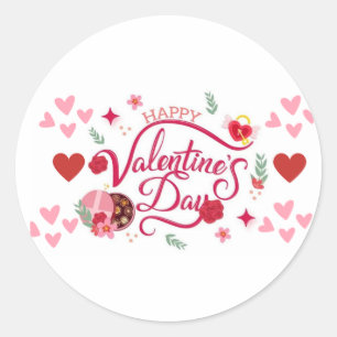 Happy Valentine's Day Runder Aufkleber