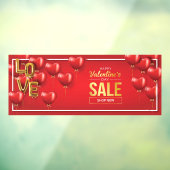 Happy Valentine's Day Sale Red Hearts Gold Text Fensteraufkleber (Blatt 3)