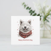 Happy Valentines Day Samoyed Dog Feiertagskarte (Stehend Vorderseite)