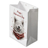 Happy Valentines Day Samoyed Dog Mittlere Geschenktüte (Vorderseite Schrägansicht)