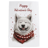 Happy Valentines Day Samoyed Dog Mittlere Geschenktüte (Rückseite)