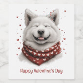 Happy Valentines Day Samoyed Dog Weinetikett (Einzelnes Label)