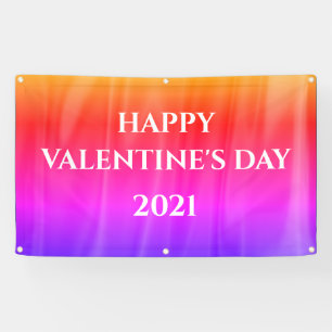 Happy Valentine's Day Satin Bright Colorful Banner