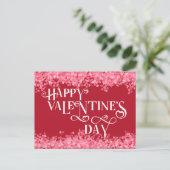 Happy Valentine's Day Scattered Hearts Red Pink Postkarte (Stehend Vorderseite)
