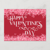 Happy Valentine's Day Scattered Hearts Red Pink Postkarte (Vorderseite)