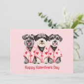 Happy Valentines Day Schnauzer Hunde Feiertagskarte (Stehend Vorderseite)