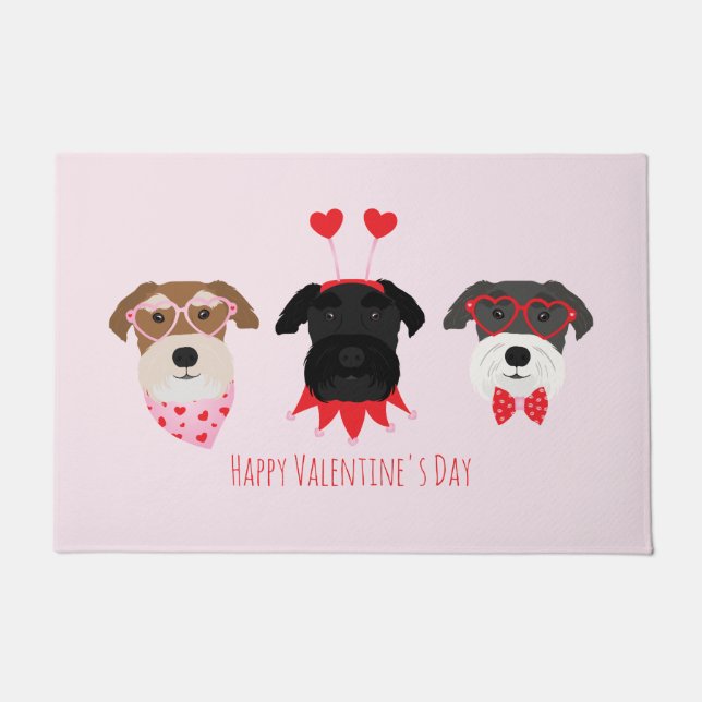 Happy Valentines Day Schnauzer Hunde Fußmatte (Vorderseite)
