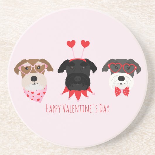 Happy Valentines Day Schnauzer Hunde Getränkeuntersetzer (Vorne)