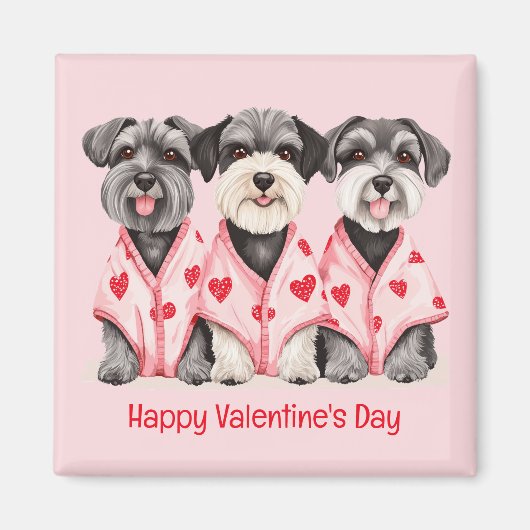 Happy Valentines Day Schnauzer Hunde Magnet (Vorne)