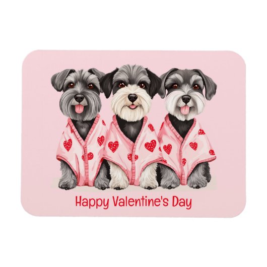 Happy Valentines Day Schnauzer Hunde Magnet (Horizontal)