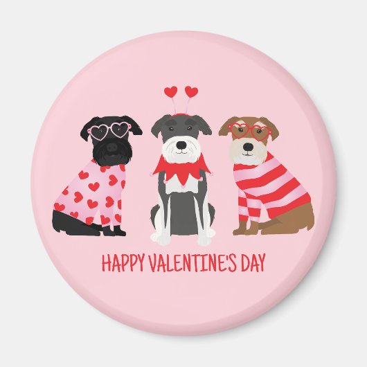 Happy Valentines Day Schnauzer Hunde Magnet (Vorne)