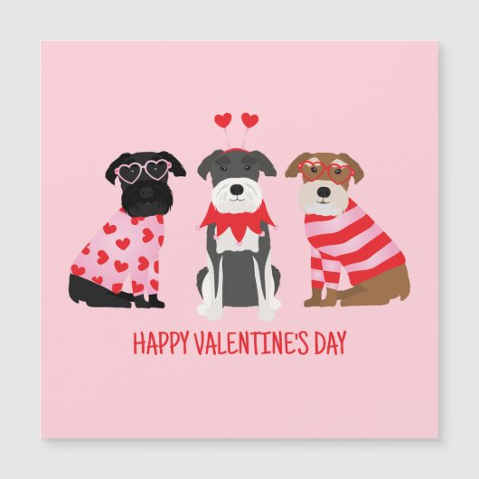Happy Valentines Day Schnauzer Hunde Magnetkarte (Vorderseite)