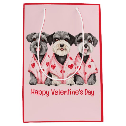 Happy Valentines Day Schnauzer Hunde Mittlere Geschenktüte (Vorderseite)