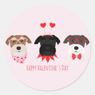 Happy Valentines Day Schnauzer Hunde Runder Aufkleber