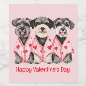 Happy Valentines Day Schnauzer Hunde Weinetikett (Einzelnes Label)