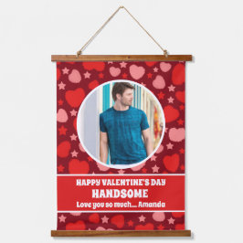 Happy Valentine's Day Schönes Personalisiertes Fot Wandteppich Mit Holzrahmen