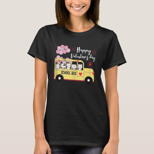 Happy Valentine's Day School Bus Fahrer Fachmann T-Shirt (Vorderseite)