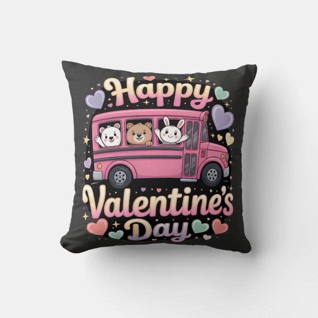 Happy Valentine's Day School Bus Kissen (Vorderseite)
