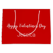 Happy Valentine's Day Schwarz und Rot mit Punkten Große Geschenktüte (Vorderseite)