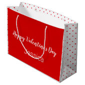 Happy Valentine's Day Schwarz und Rot mit Punkten Große Geschenktüte (Rückseite Schrägansicht)