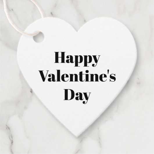 Happy Valentine's Day Schwarz-weiß minimalistische Geschenkanhänger (Vorderseite)