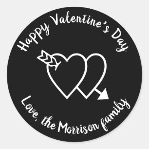 Happy Valentine's Day schwarze Herzen benutzerdefi Runder Aufkleber