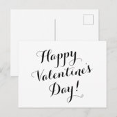 Happy Valentine's Day schwarze Skriptkalligrafie Postkarte (Vorne/Hinten)