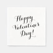 Happy Valentine's Day schwarze Skriptkalligrafie Serviette (Vorderseite)
