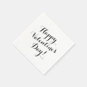 Happy Valentine's Day schwarze Skriptkalligrafie Serviette (Ecke)