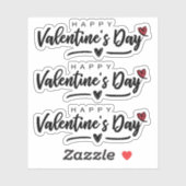 Happy Valentine's Day Scribbled Red Heart Script Aufkleber (Blatt)