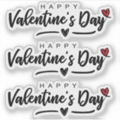 Happy Valentine's Day Scribbled Red Heart Script Aufkleber (Vorderseite)
