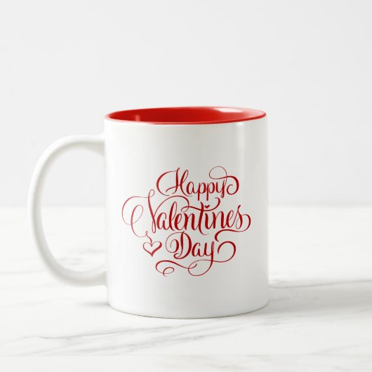Happy Valentines Day Script Letted Coffee Tasse (Links)