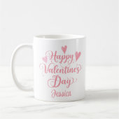 Happy Valentine's Day Script Niedlich Pink Hearts Kaffeetasse (Links)