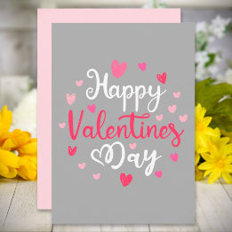Happy Valentine's Day Script Text Hearts Feiertagskarte
