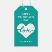 Happy Valentine's Day Sea Green Liebe Geschenkanhänger (Vorderseite)