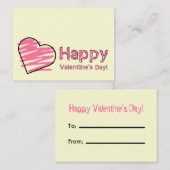 Happy Valentine's Day Set von 100 rosa Crayon Card Mitteilungskarte (Vorne/Hinten)