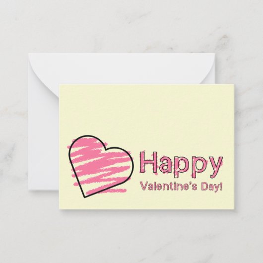 Happy Valentine's Day Set von 100 rosa Crayon Card Mitteilungskarte (Vorderseite)
